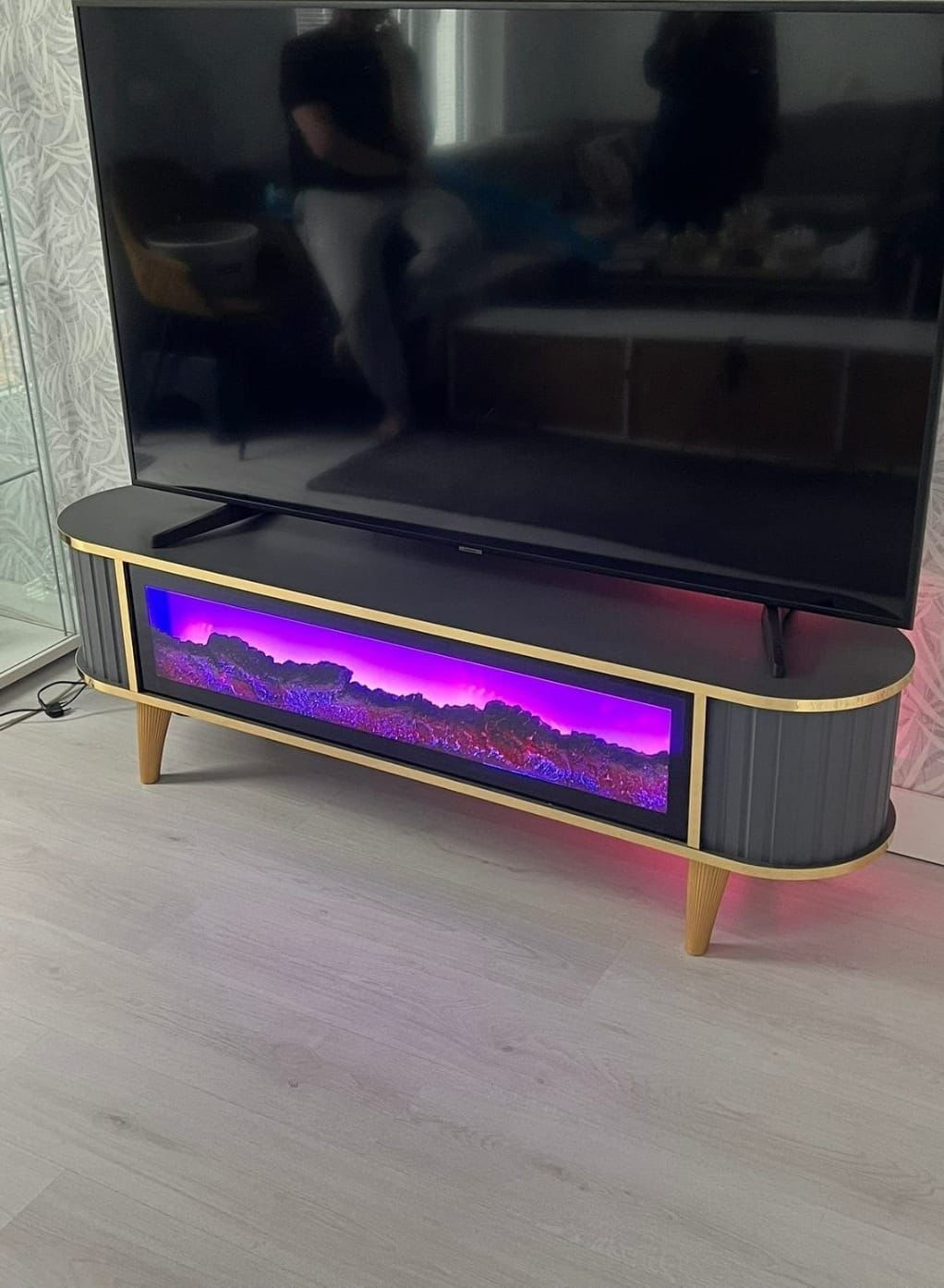 TV-Meubel met LED Sfeerhaard — 160 cm Antraciet