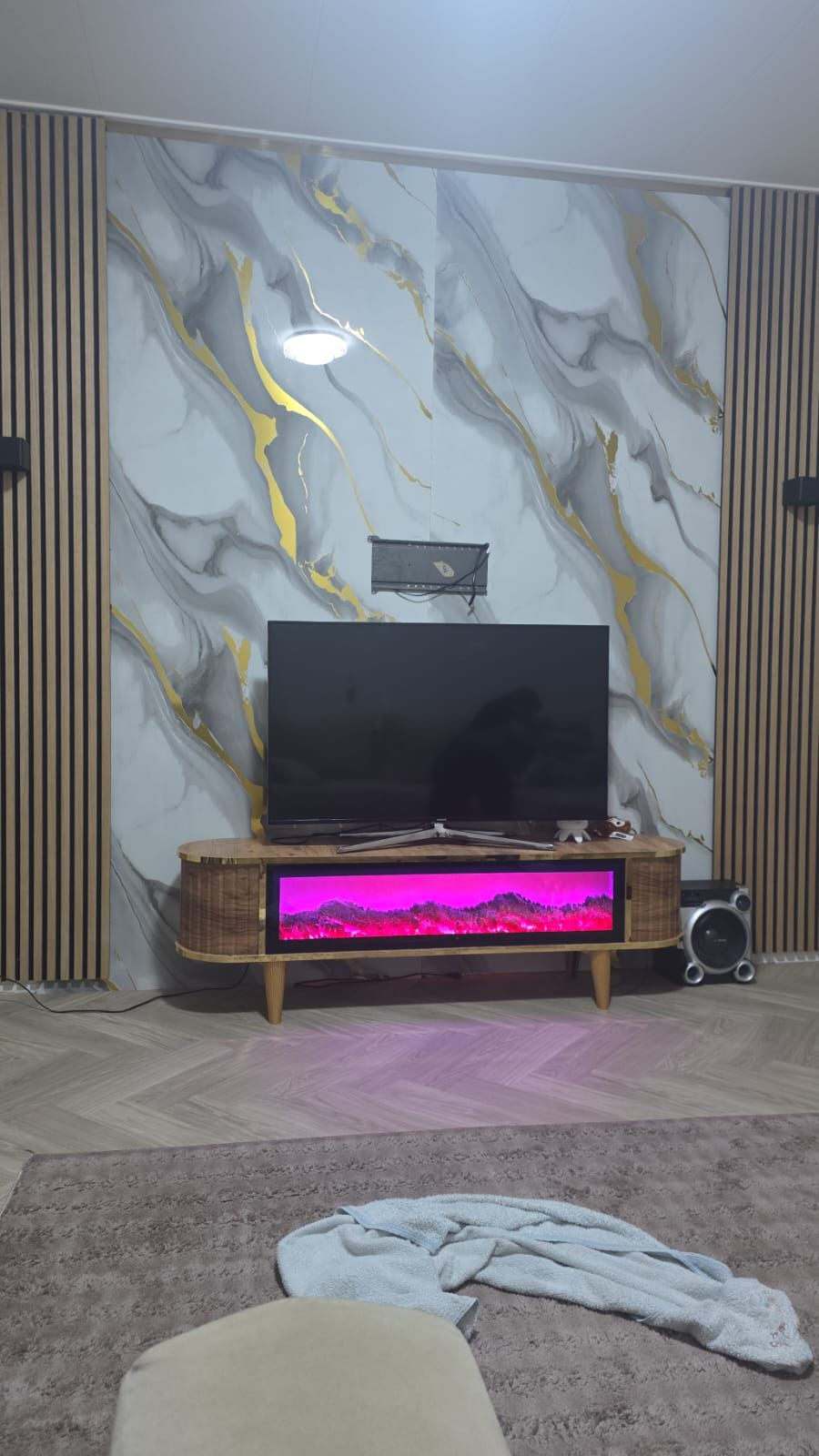 TV-Meubel met Sfeerhaard — 160 cm Hout