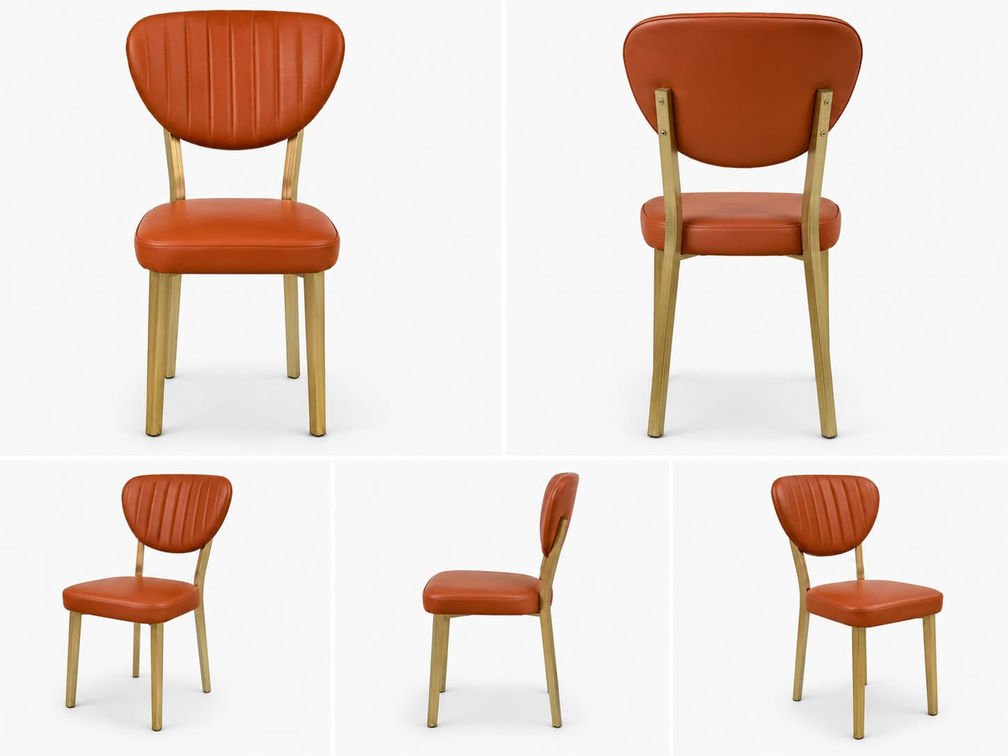 Eetkamerstoel Leerlook met Gouden Poten — Zwart, Crème of Terracotta
